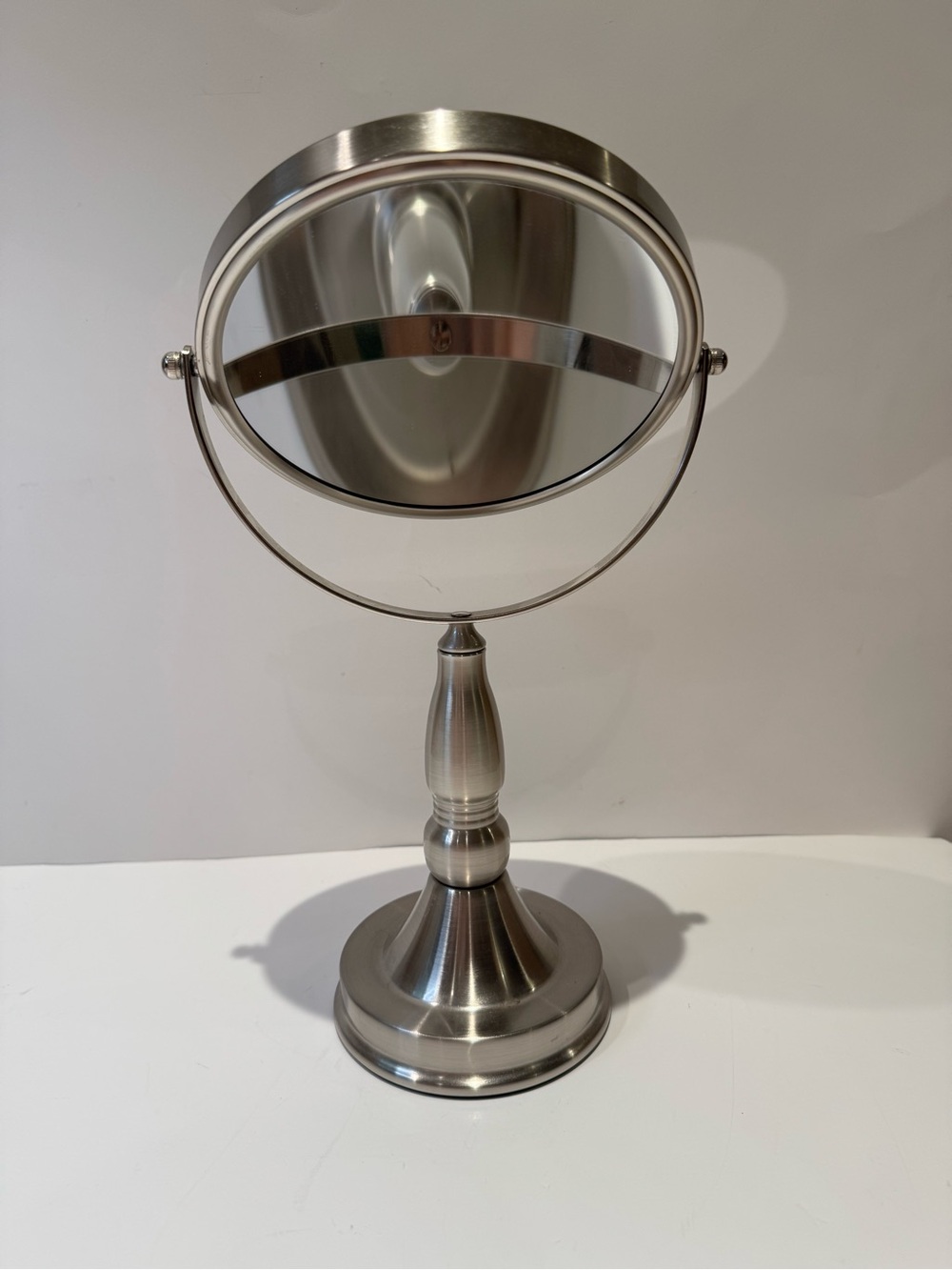 Brushed Nickel Tabletop Vanity Mirror - Dual Sided - Picture 3 of 3